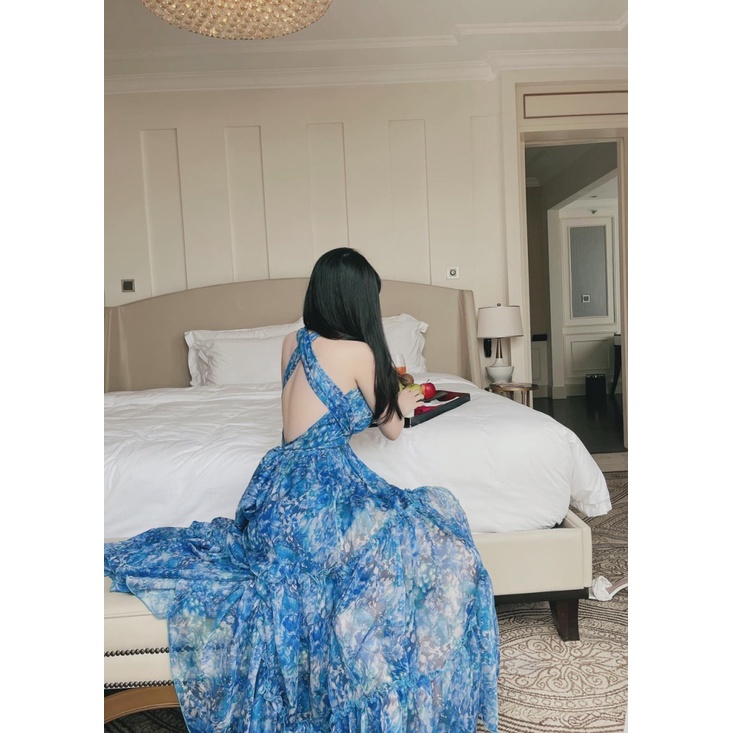 Mẫu Hàng Thiết Kế HOT | Đầm Voan Cổ Yếm Dáng Xòe Mặc Đi Dự Tiệc Thu Hút Mọi Ánh Nhìn UP