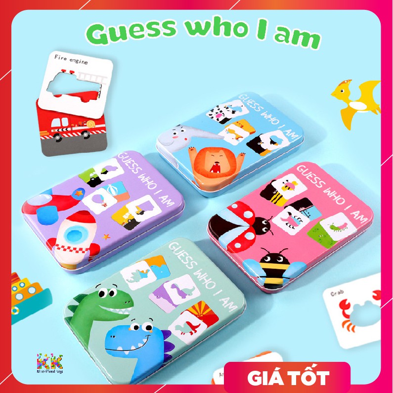 Đồ chơi giáo dục: Bộ thẻ chơi tìm hình và tìm bóng - Guess who I am - KKstore