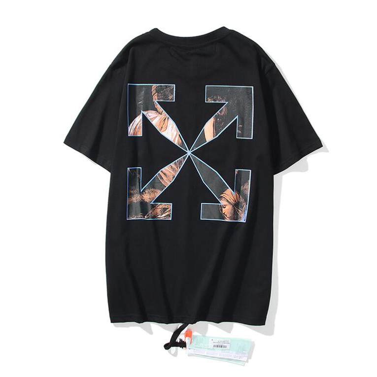 Áo thun trắng ngắn tay vải cotton in chữ thời trang