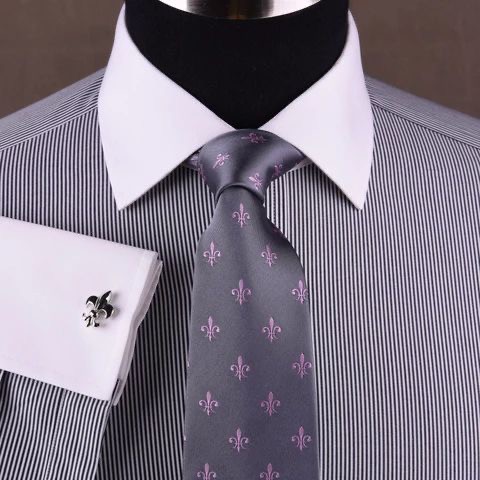 Áo sơ mi nam kẻ sọc măng séc đúp tặng kèm đôi Cufflink