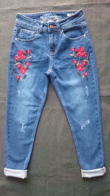 Jeans vnxk thêu hoa