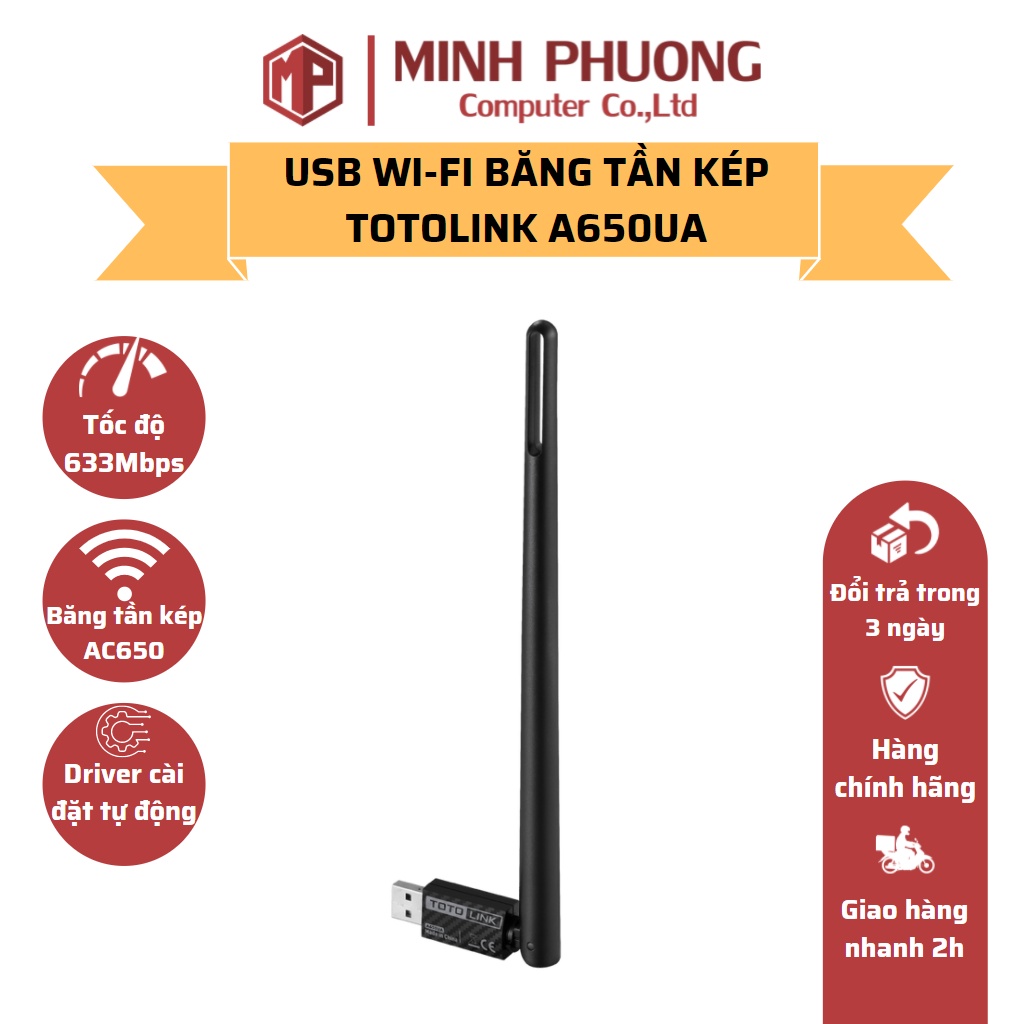 USB Wifi Băng Tần Kép AC 650 Mbps TOTOLINK A650UA | BigBuy360 - bigbuy360.vn