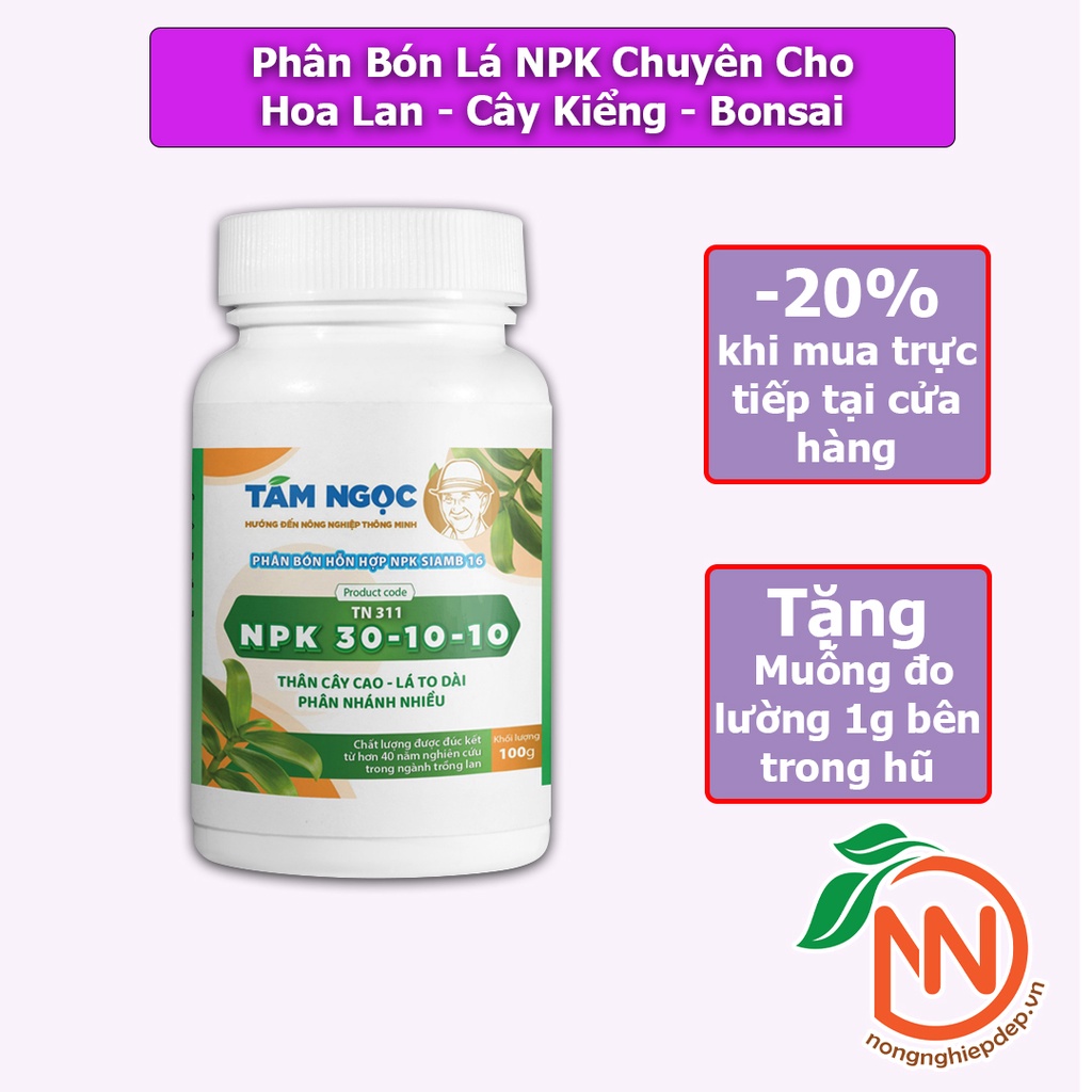 NPK 30-10-10 Tám Ngọc hũ 100g - Phân Bón Vươn Chồi Mầm, Phất Triển Thân Lá