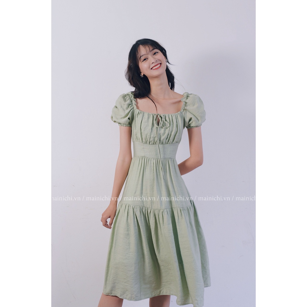 Váy Leena Dress Đen Trễ Vai Nàng Thơ Xanh mint_mainichi