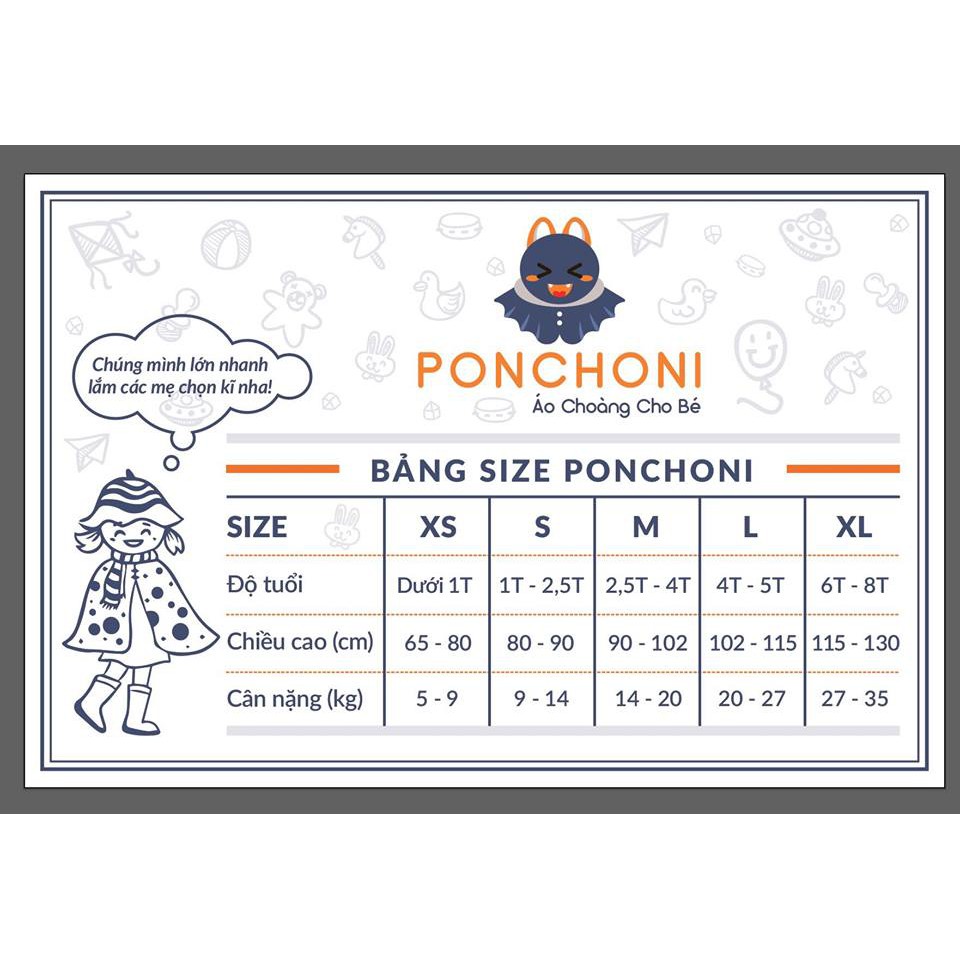 Áo choàng Ponchoni- Họa tiết nỉ tai gấu đỏ