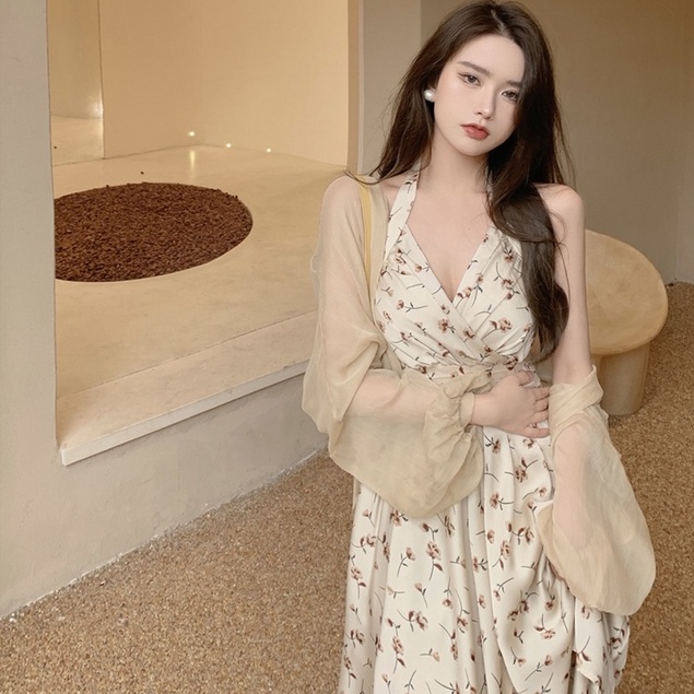 【Hana and Alice】Đầm Voan Dài Qua Gối Không Tay Gợi Cảm Cho Nữ