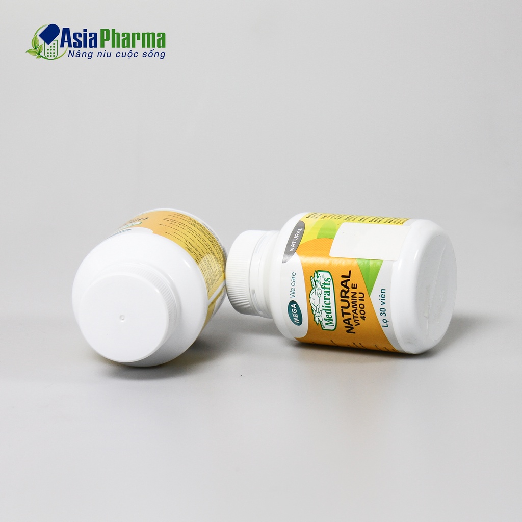 Viên uống Natural Vitamin E 400IU giúp đẹp da chống lão hoá, thực phẩm chức năng -Lọ 30 viên - ASIA PHARMA