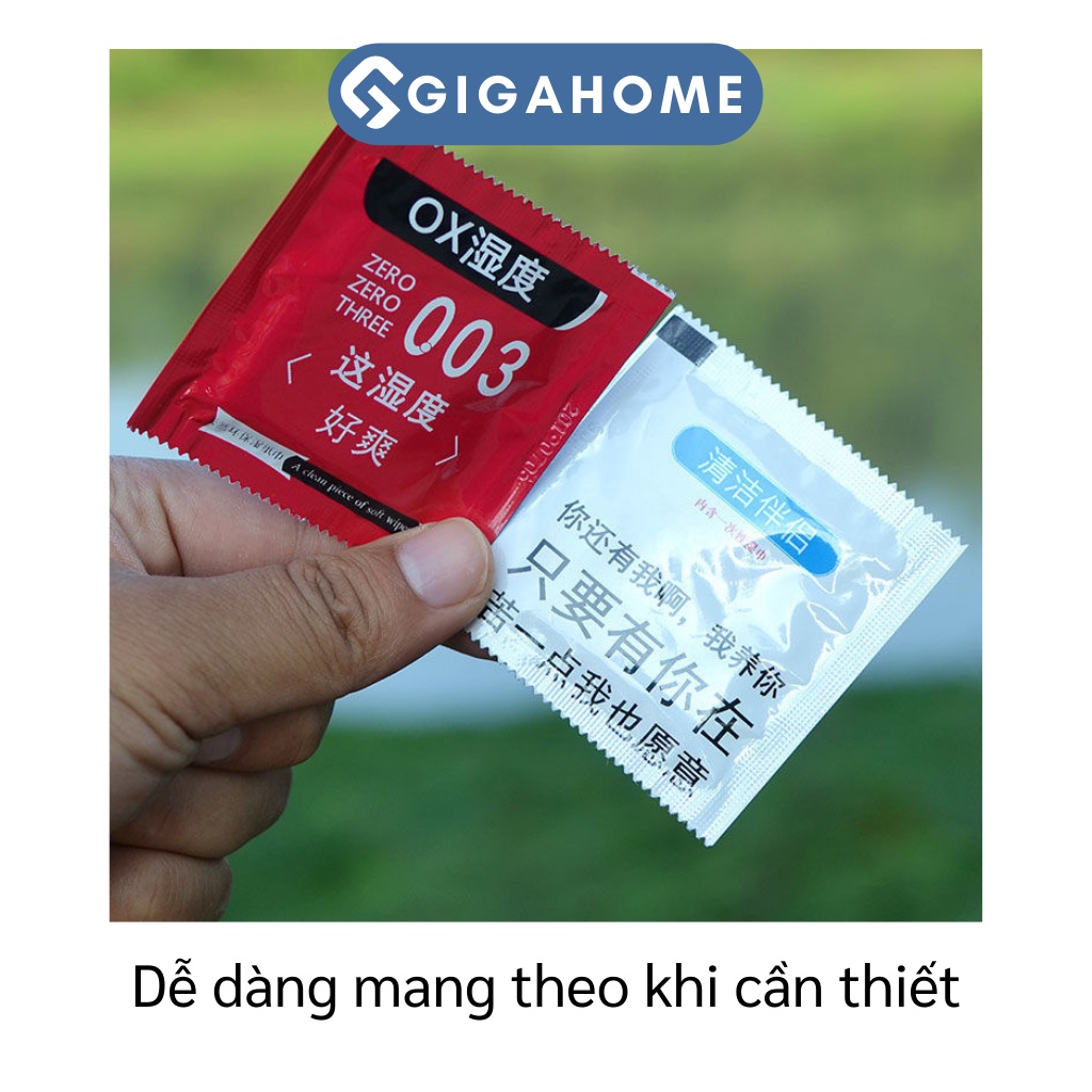 Set 10 Chiếc Khăn Giấy Ướt Gói Vuông GIGAHOME Kiểu BCS Mini Dễ Dàng Đem Theo 9411