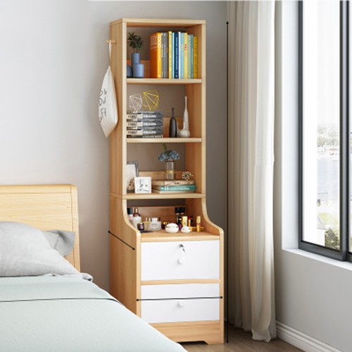 Tủ đầu giường kèm giá sách - Táp đầu giường có ngăn kéo khóa