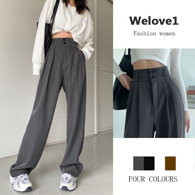 Quần ống rộng Lưng Cao Thời Trang retro Cho Nữ