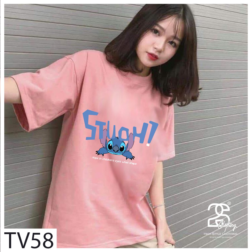 Áo Phông Cộc Tay Nữ Unisex Giấu Quần 2S Clothing Áo Thun Nam Form Rộng Tay Lỡ Streetwear Basic Cotton In Hình Stich TV58 | BigBuy360 - bigbuy360.vn