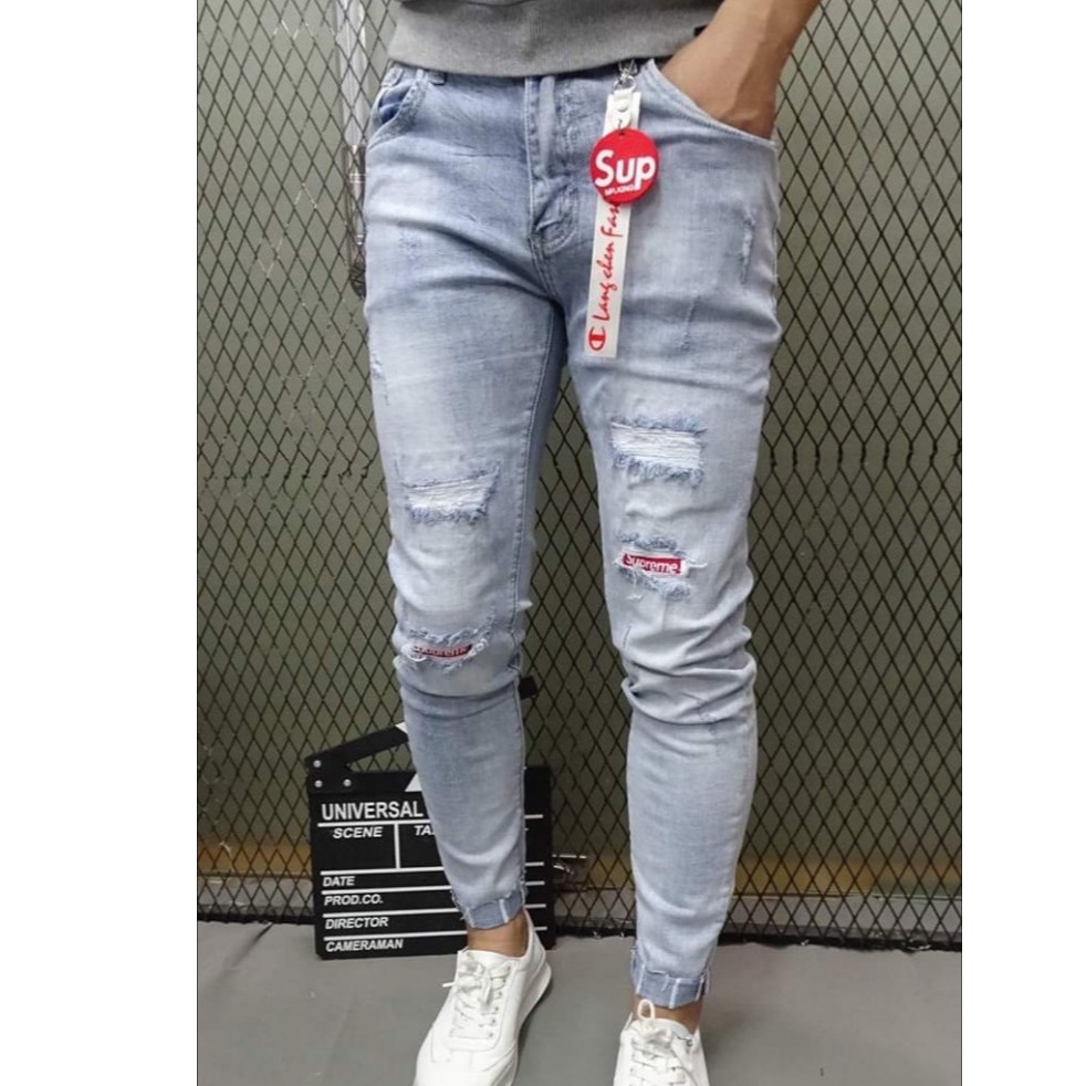 [FREESHIP]Quần jean nam rách vá chữ phong cách MS2000_FASHIONNEWW