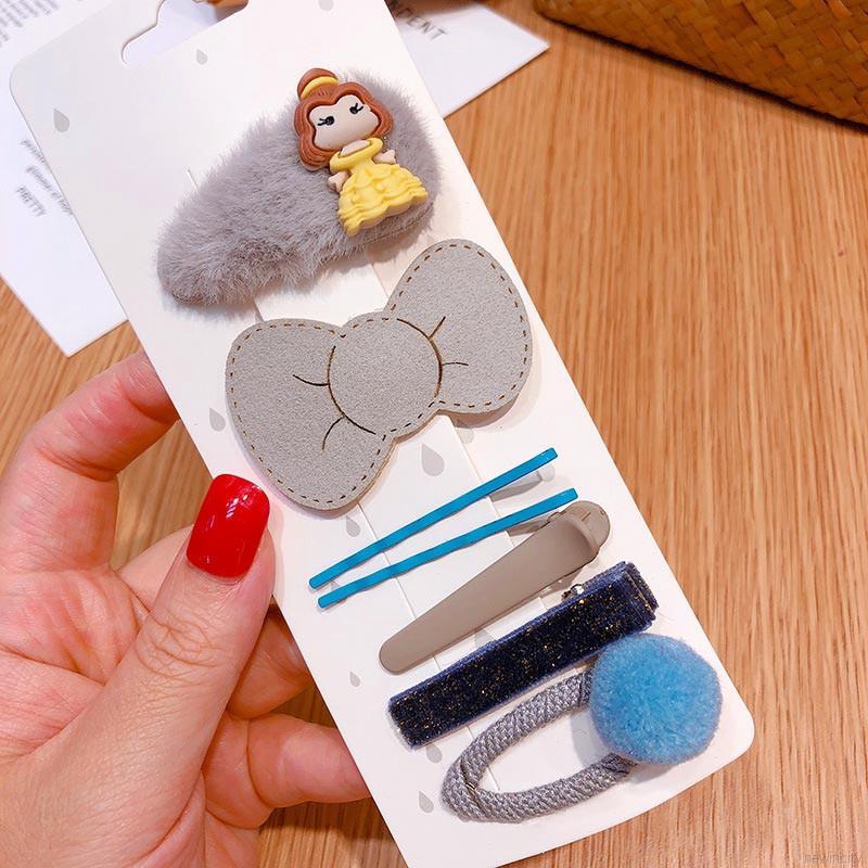 Bộ 7 kẹp tóc họa tiết công chúa đáng yêu thời trang Hàn Quốc cho nữ