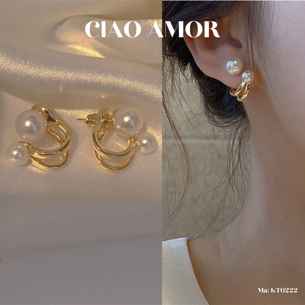 KT0222-Khuyên tai nữ, Hoa tai bạc 925 vòng sau đính ngọc trên Trang sức Ciao Amor