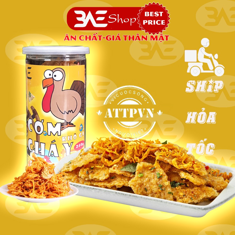 Cơm cháy lắc khô gà lá chanh loại 300g shop 3AE đồ ăn vặt Hà Nội