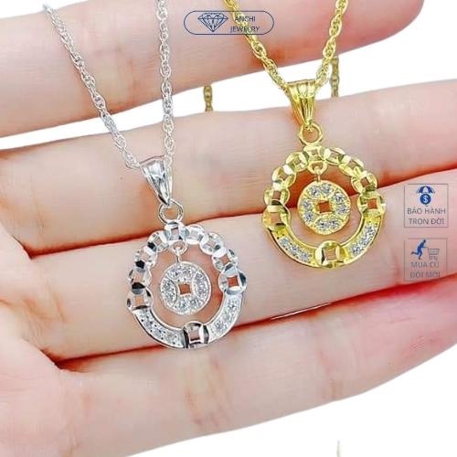 Dây chuyền nữ mặt kim tiền, bạc thật mạ vàng tài lộc, Anchi jewelry