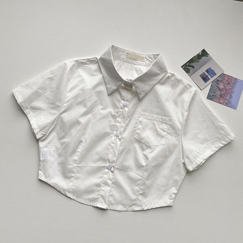 Áo Sơ Mi Croptop Nữ Ngắn Tay Phối Túi Ngực Thời Trang Sugal SO MI NU 009V1