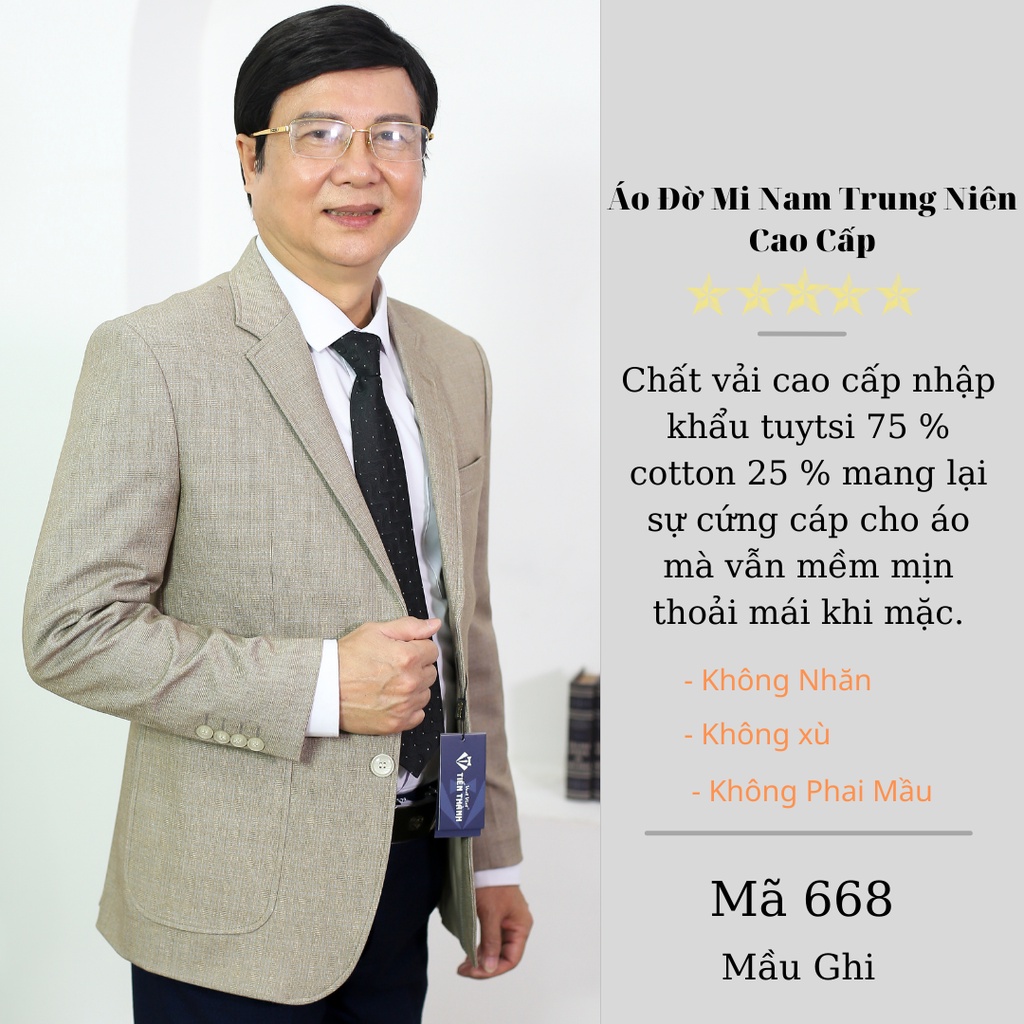 Bộ vest nam trung niên chất liệu tuýt si nhập khẩu ấn độ vest việt tiến thành