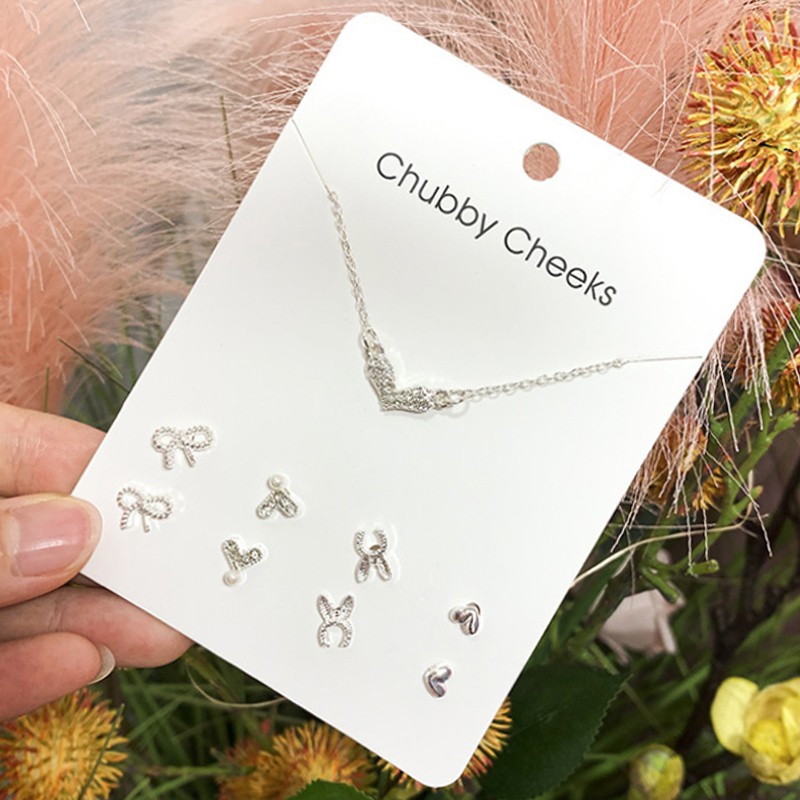 Set dây chuyền + khuyên tai hình trái tim / ngôi sao 20 kiểu phong cách Hàn Quốc