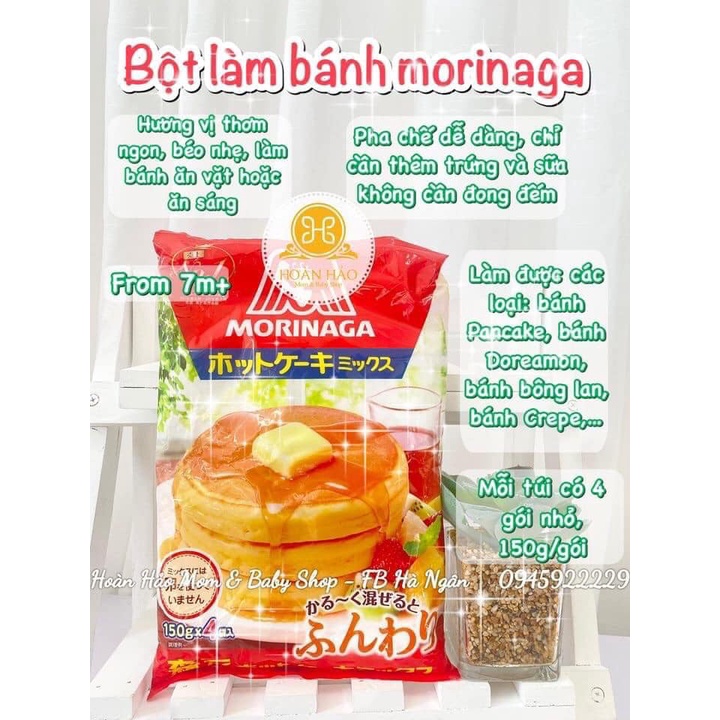(Date 2024) Bột làm bánh Morigana cho bé ăn dặm - Bột làm bánh pancake, doraemon, bông lan,crepe...
