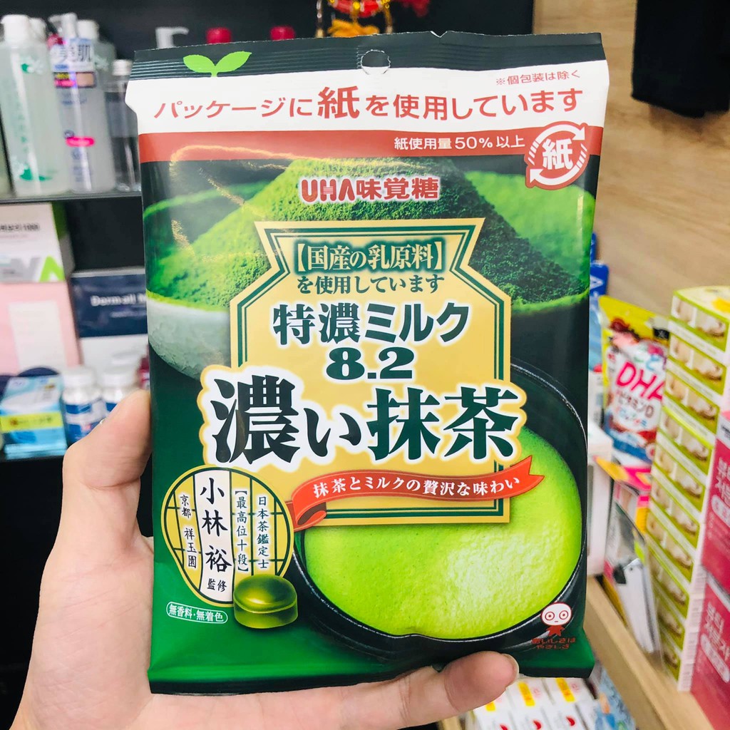 Kẹo Trà Xanh UHA 8.2 Nhật Bản - KẸO SỮA TRÀ XANH