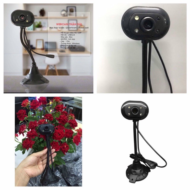 Webcam cổ cao có mic và đèn sắc nét dành cho học sinh online qua zoom- Hàng loại 1