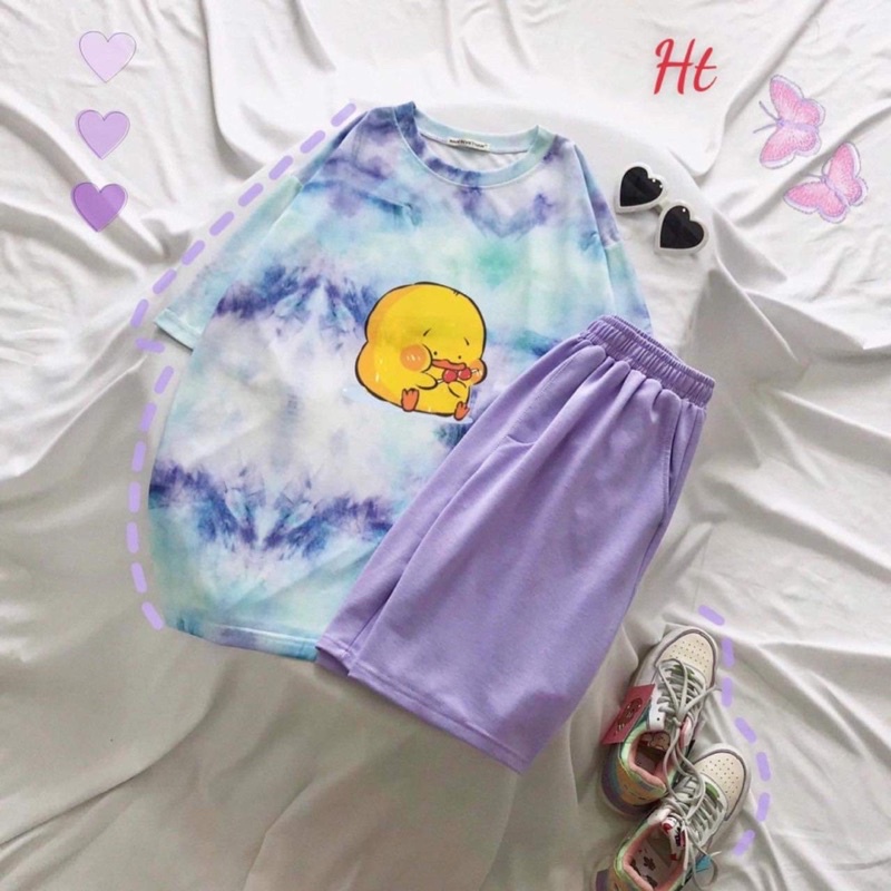 Sét áo loang vịt+quần đùi trơn HT12