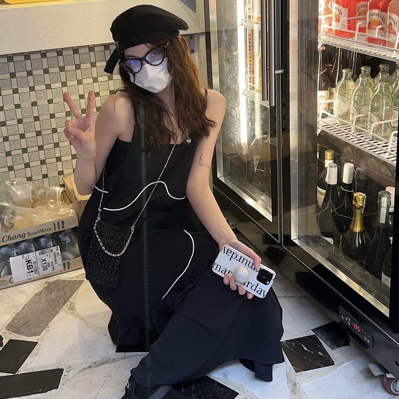 Đầm Dáng Chữ a Hai Dây Dáng Rộng Phong Cách Hàn Quốc Thời Trang Mùa Hè Hàng Mới Dành Cho Bạn Nữ