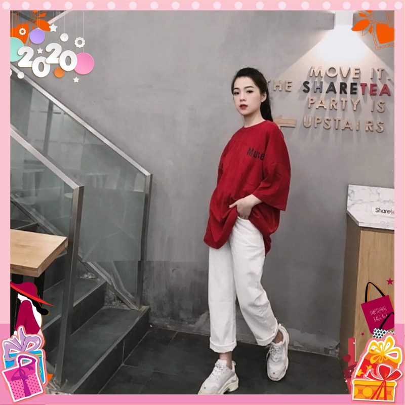 Sét Bộ Đồ Nữ Mặc Đi Chơi Dự Tiệc, Mặc Ở Nhà Mùa Hè, Áo Phông Đỏ Cotton Kèm Quần Kaki Trắng Phong Cách Hàn Quốc | BigBuy360 - bigbuy360.vn