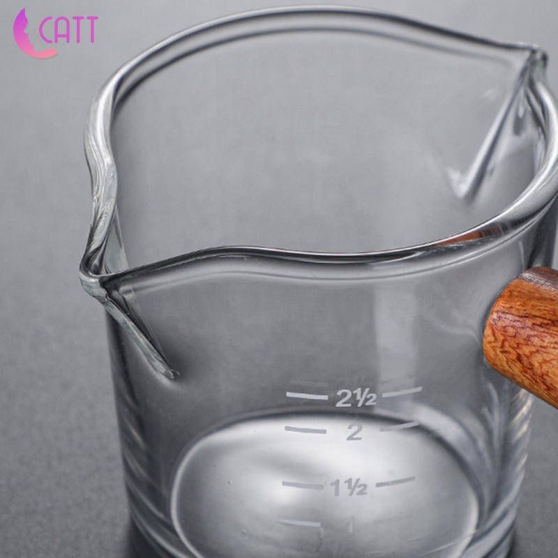 [Dadada1] Cốc Đong Hai Đầu Mini Trong Suốt Với Tay Cầm Bằng Gỗ Chịu Nhiệt Cho Quầy Bar / Nhà Bếp