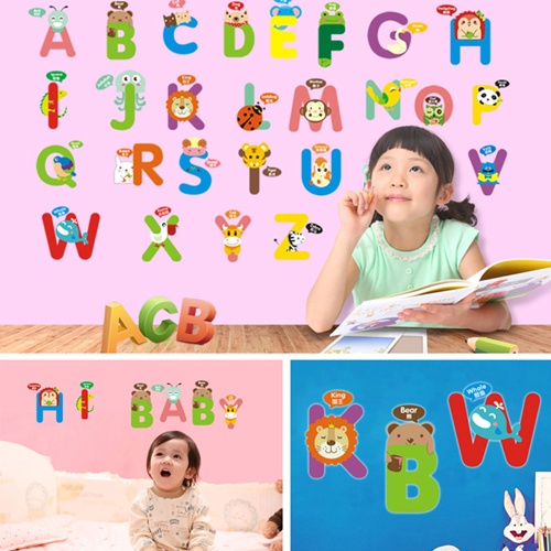 Tranh dán tường cho bé, decal dán tường cho bé học bảng chữ cái tiếng anh, tiếng việt, hình dán ticker cho bé
