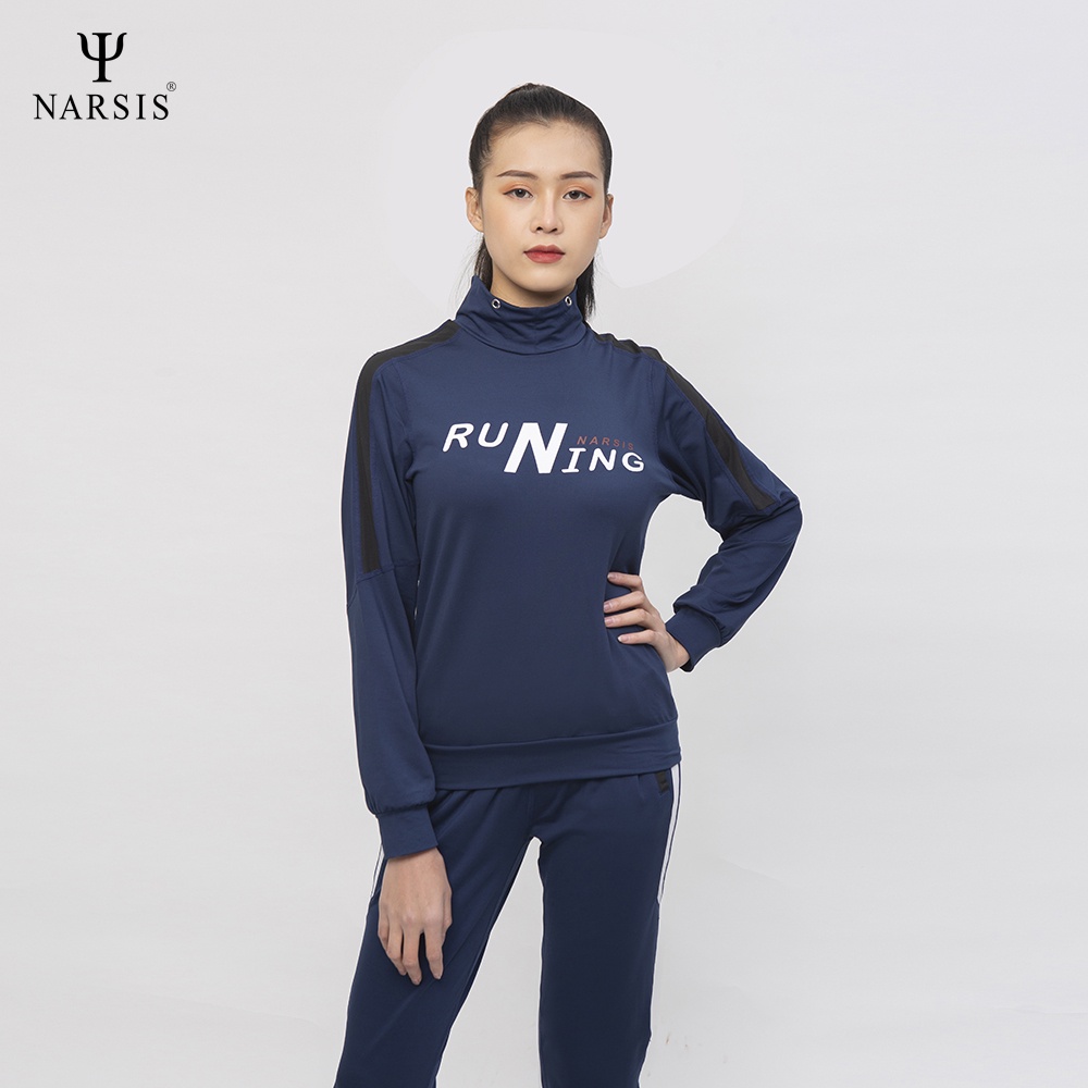 [NEW] Bộ nữ thể thao M0023 Narsis màu tím than phối đen trắng Runing thiết kế trẻ trung năng động