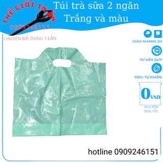 Túi đựng trà sữa 2 ngăn,1 ngăn dẻo trong, tiết kiệm- 1ky -thegioiinan2021