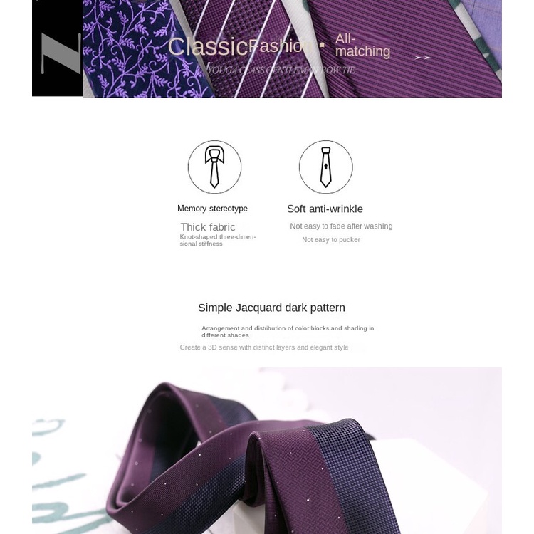 Cà Vạt Thời Trang Hàn Quốc Màu Tím Phong Cách Retro Cho Chú Rể