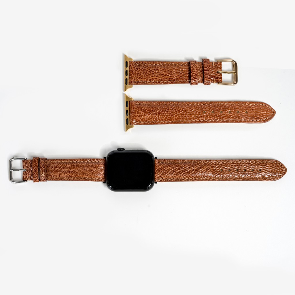 Dây apple watch da đà điểu-khâu tay thủ công D109- dây apple watch series 3 series 4 series 5-Bụi leather