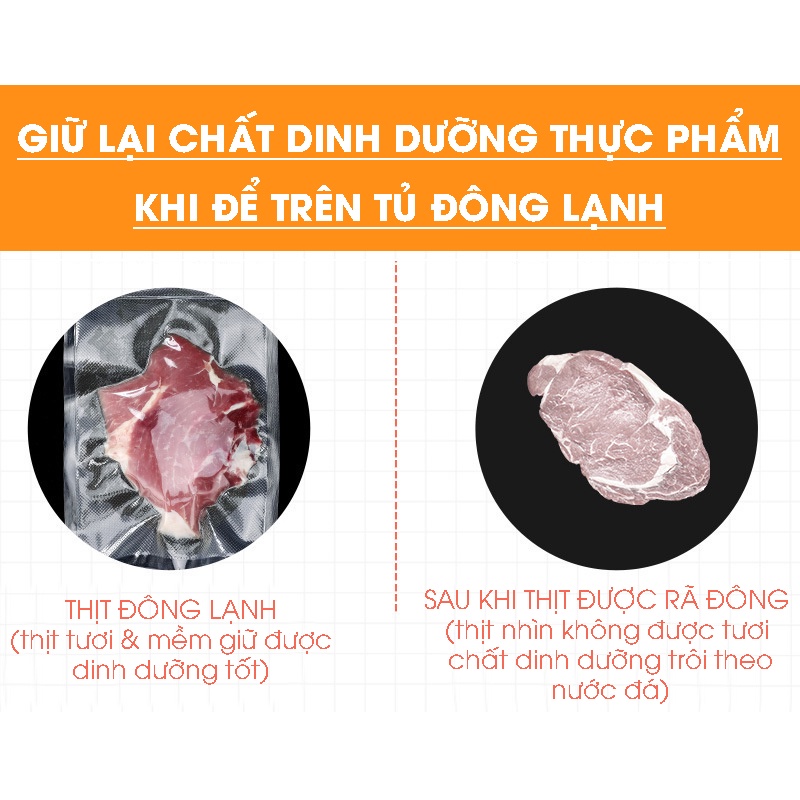 Máy Hút Chân Không Đồ Ăn, Thực Phẩm Đa Năng Kèm Hàn Miệng Túi Tiện Dụng (Tặng 10 Túi Hút)