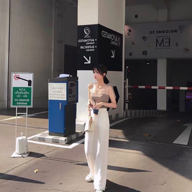 Quần suông trắng nữ Delys - Quần xuông ống rộng cạp cao siêu hack dáng cho nữ | BigBuy360 - bigbuy360.vn