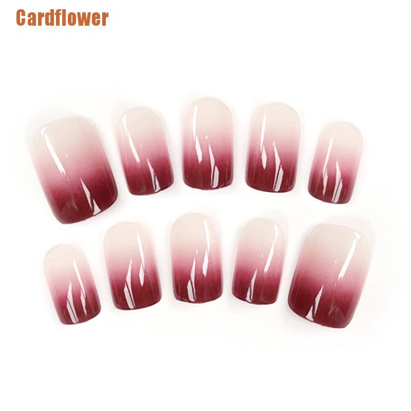 (Hàng Mới Về) Bộ 24 Móng Tay Giả Màu gradient Thời Trang