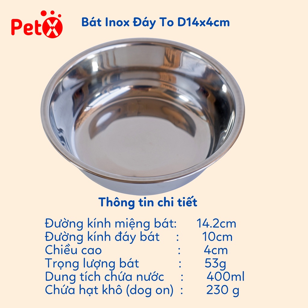 Bát ăn cho chó mèo, thú cưng, bát inox D14cm