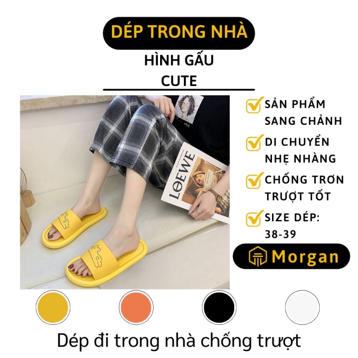 Dép Quai Ngang Nữ - Dép Đi Trong Nhà, Đi Chơi Ulzzang Hình Gấu, Chống Trượt 9249
