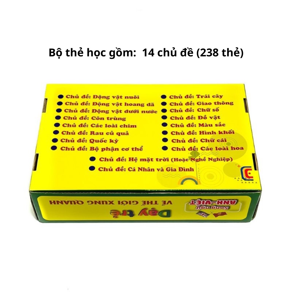 Bộ thẻ học song ngữ Flashcard loại thẻ BIG SIZE ( 14 chủ đề)