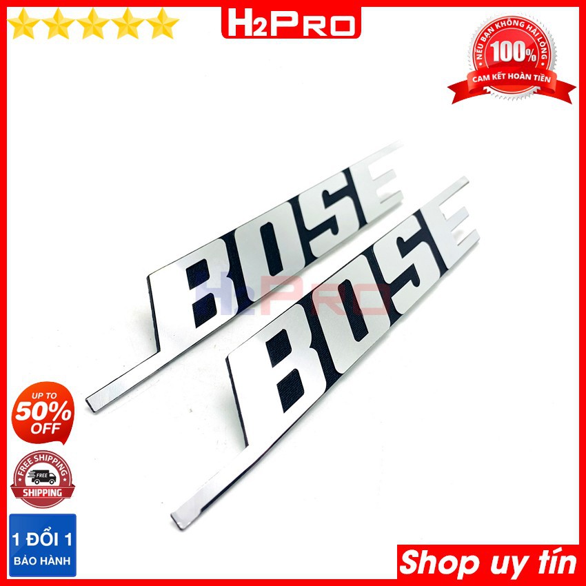 Đôi Tem loa dùng cho loa Bose H2Pro kim loại Nhôm dài 19.5cm, logo loa dành cho loa Bose cứng cáp, giá rẻ ( 2 tem loa )