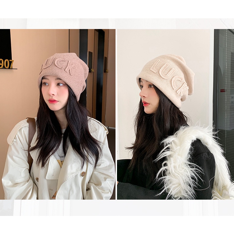 Nón Len Nam Nữ LUCK Thời Trang Mũ Len Korea Phong Cách