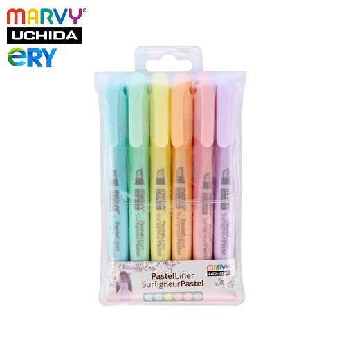 [Ship hoả tốc] Pastel Liner - Bộ bút đánh dấu màu pastel Marvy 8000-6P - ByLy Store