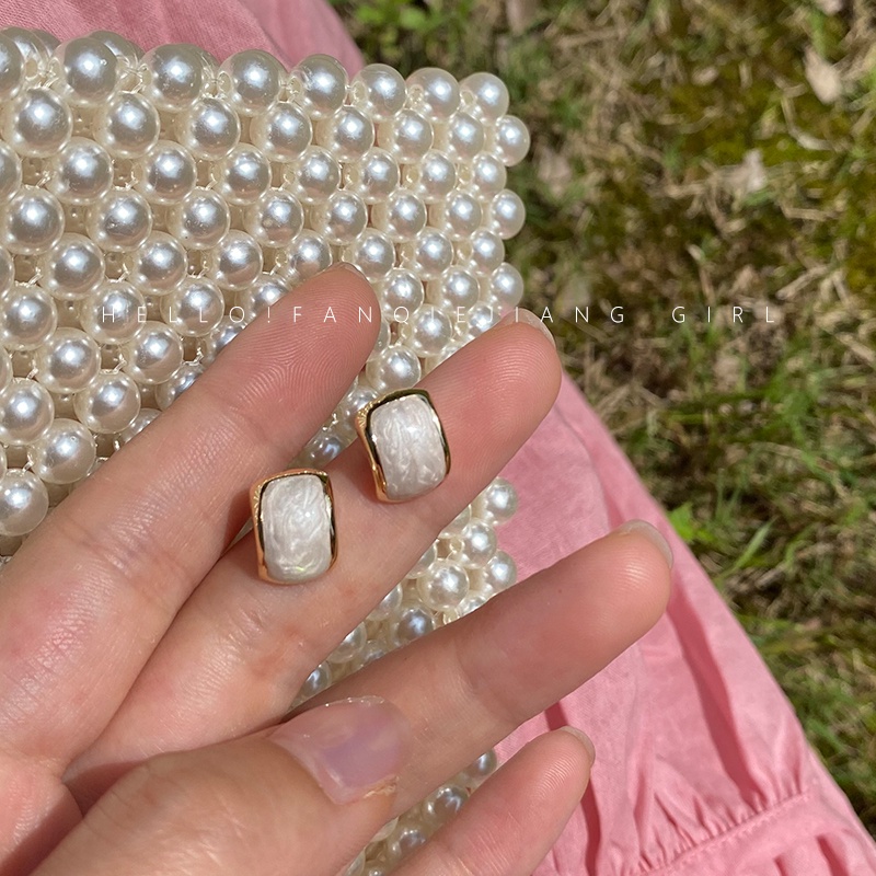 Khuyên tai mạ bạc 925 phong cách Hàn Quốc retro đơn giản thiết kế thời trang