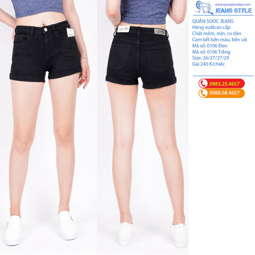 Quần sooc bò 2 màu đen trắng, hàng xuất đẹp | BigBuy360 - bigbuy360.vn