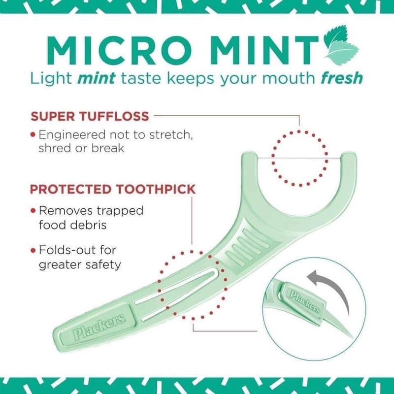 [BILL MỸ] Cung Chỉ Nha Khoa Plackers Micro Mint Dental Flossers 624 cây