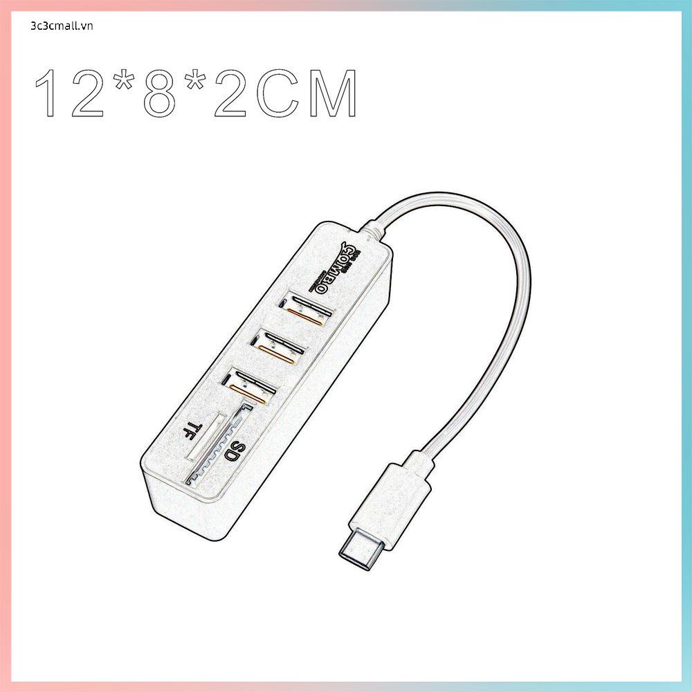 ✨chất lượng cao✨Malloom 2 in 1 Type-C Doors OTG USB 2.0 Hub Splitter Combo 3 & SD / TF Card