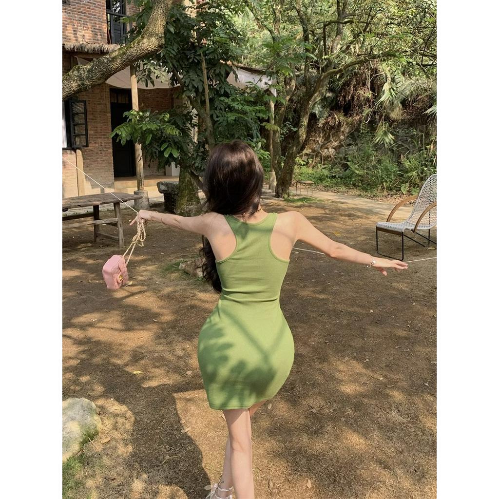 ZHELIHANGFEI Pure Desire Hot Girl Đầm Dây Mảnh Eo Hẹp Không Tay Cao Cấp Độc Đáo Cho Nữ