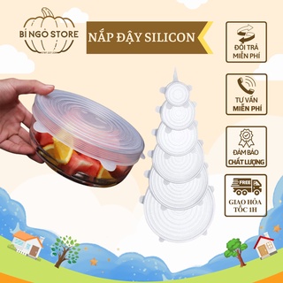 Bộ 6 nắp đậy silicon thay thế màng bọc thực phẩm
